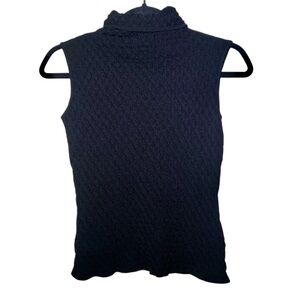 Classiques Entier Black Open Knit Turtleneck Top Petite Small